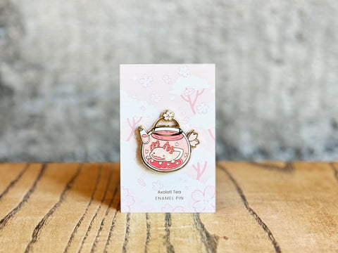 Enamel Axolotl Teapot Pin